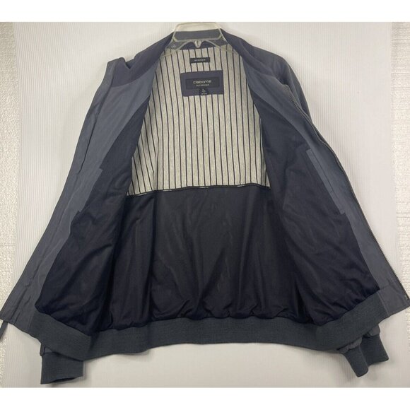 Claiborne Jacket Large Mens Blue Full Zip Microfiber Bomber Grandpa Cottage - Picture 3 of 7